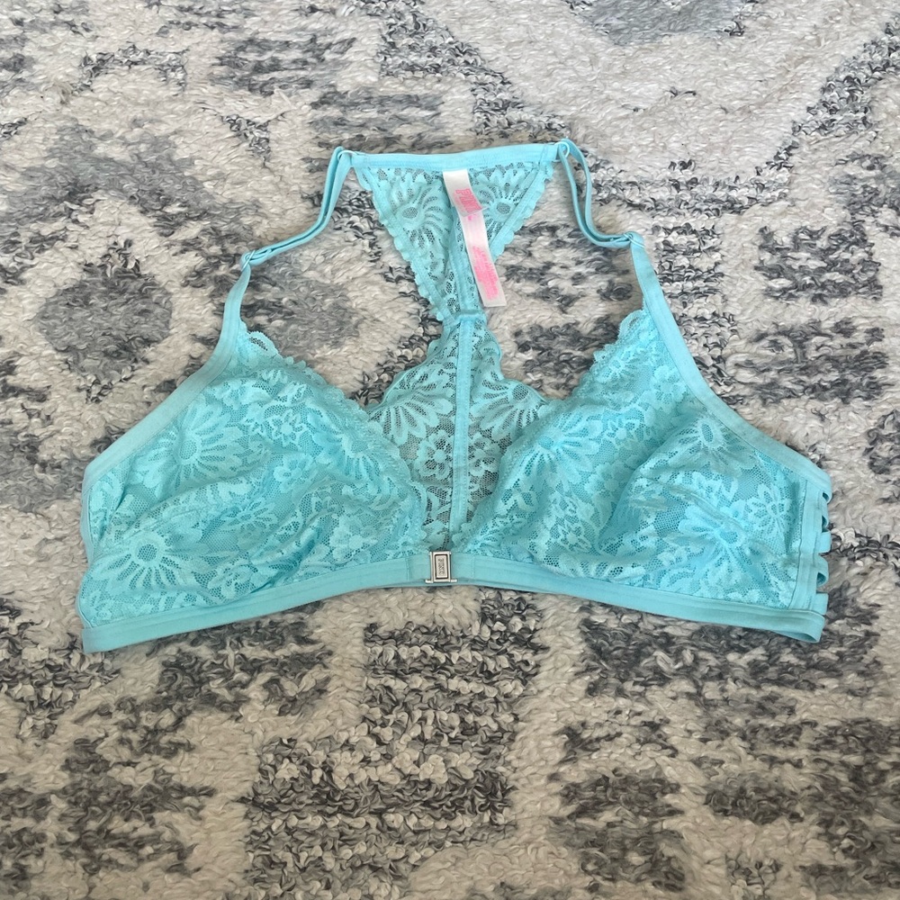 PINK Victoria's Secret Light Blue Lace Bralette